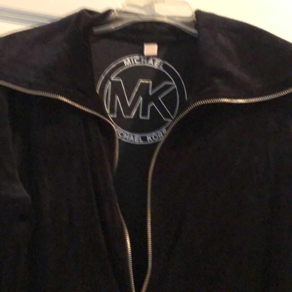 Micheal Kors size LG -XL black velour jacket & pull on pants track suit 2 piece